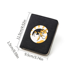 Canvas Cat Pattern Men's Compact Wallet
