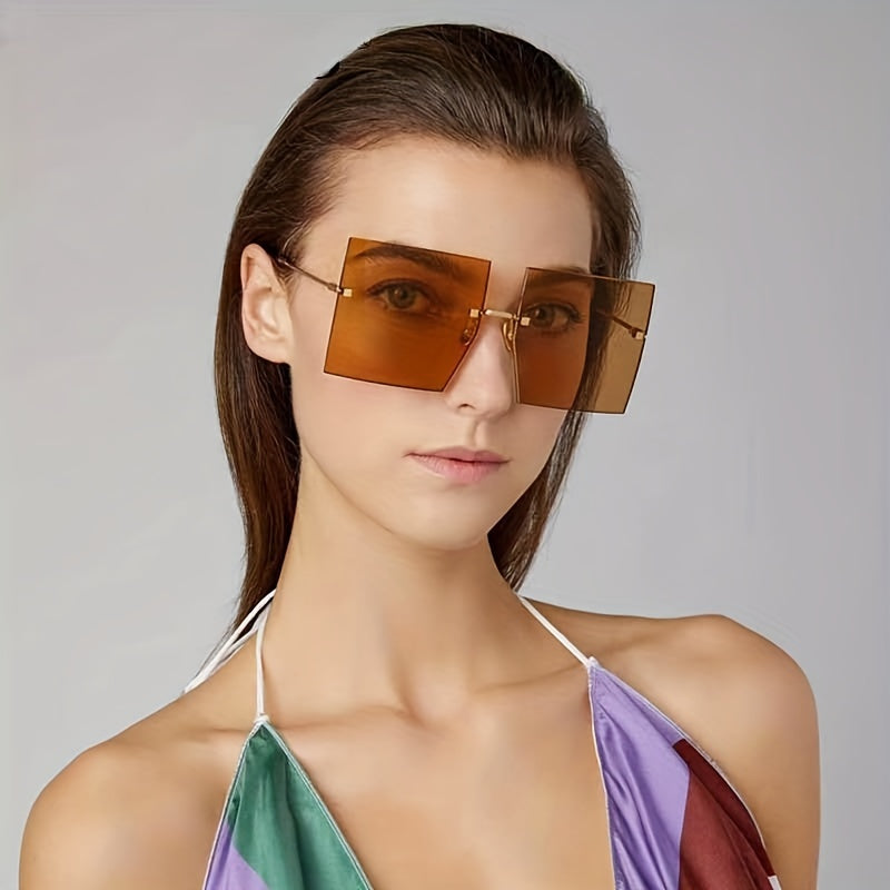 Oversized Polarized Sunglasses Rivet Decor UV400