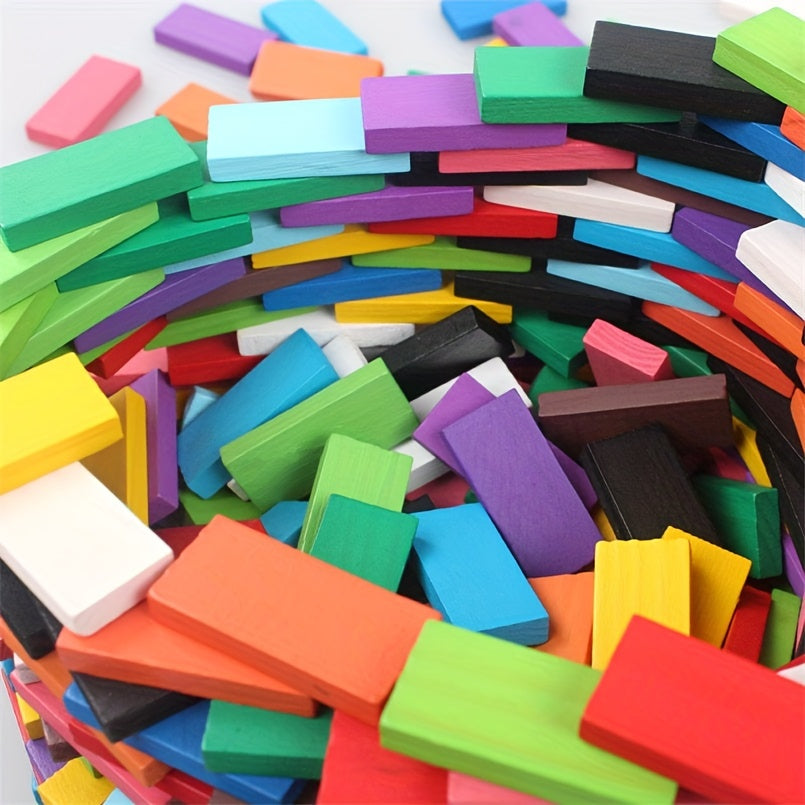 120pcs Rainbow Wooden Domino Toy Set Educational Building Blocks