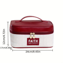 Portable Travel Makeup Organizer with Handle for Girls Women