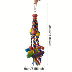 Colorful Parrot Toy with Beads and Wood Block