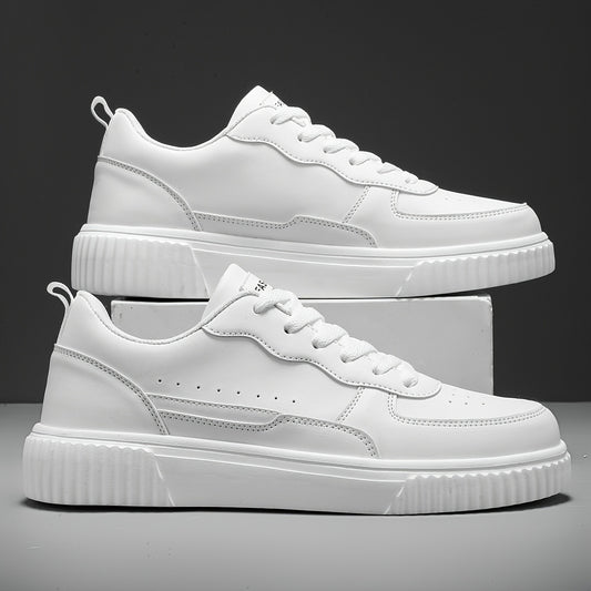 Men's Solid Skate Shoes Comfy Non Slip Lace Up Casual Sneakers