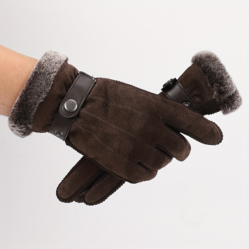 Warm Velvet Winter Gloves Men Motorcycle Riding Touch Screen Windproof Coldproof