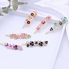 Enamel Flower Hair Clip with Rhinestone Inlay