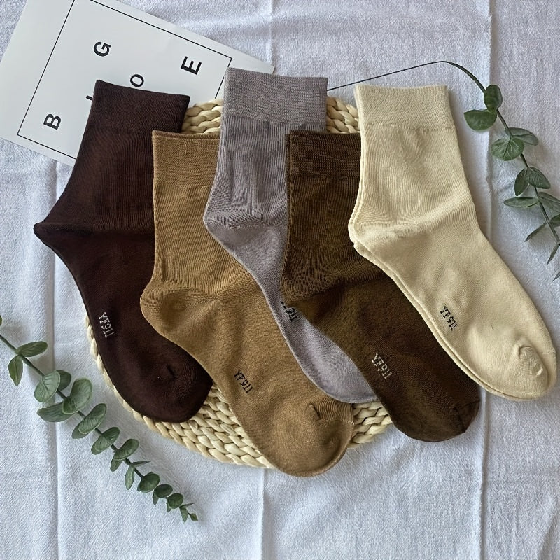 5 Pairs Letter Print Mid Tube Socks Women's Stockings