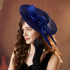 Royal Fascinator Hat with Floral Accent for Women Tea Parties Weddings