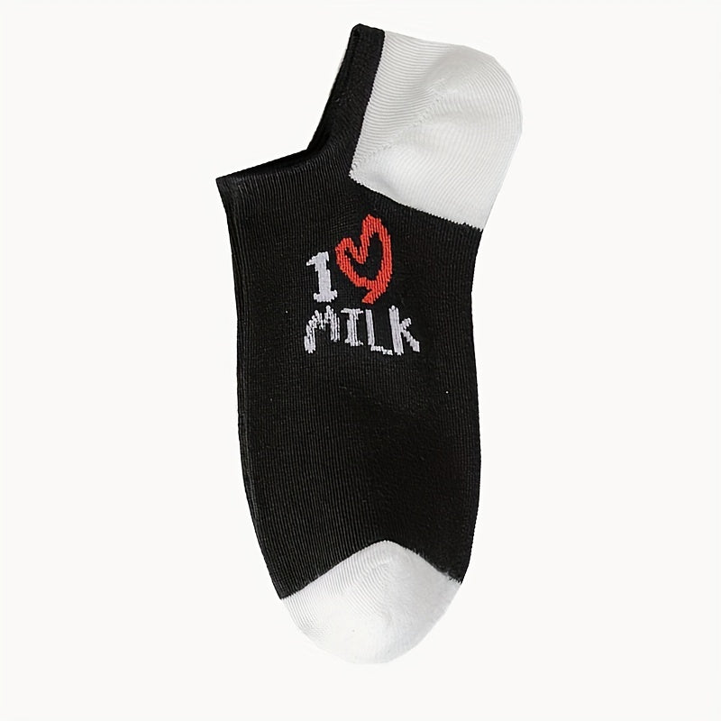 5 Pairs Heart Print Low Cut Ankle Socks Women's Stockings