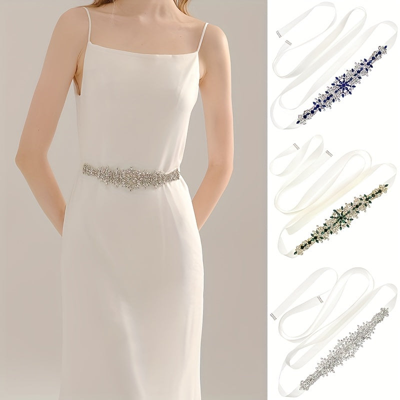 MIALLO Rhinestone Bridal Sash Wedding Waist Belt