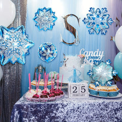 4pcs Snowflake Balloons Large And Small Snowflake Aluminum Foil Decorations