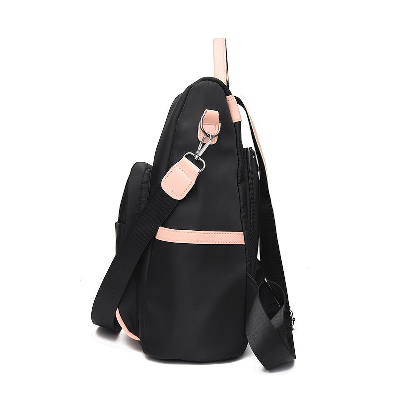 Colorblock Backpack Stylish Zipper Shoulder Bag Functional Bookbag
