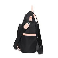 Colorblock Backpack Stylish Zipper Shoulder Bag Functional Bookbag