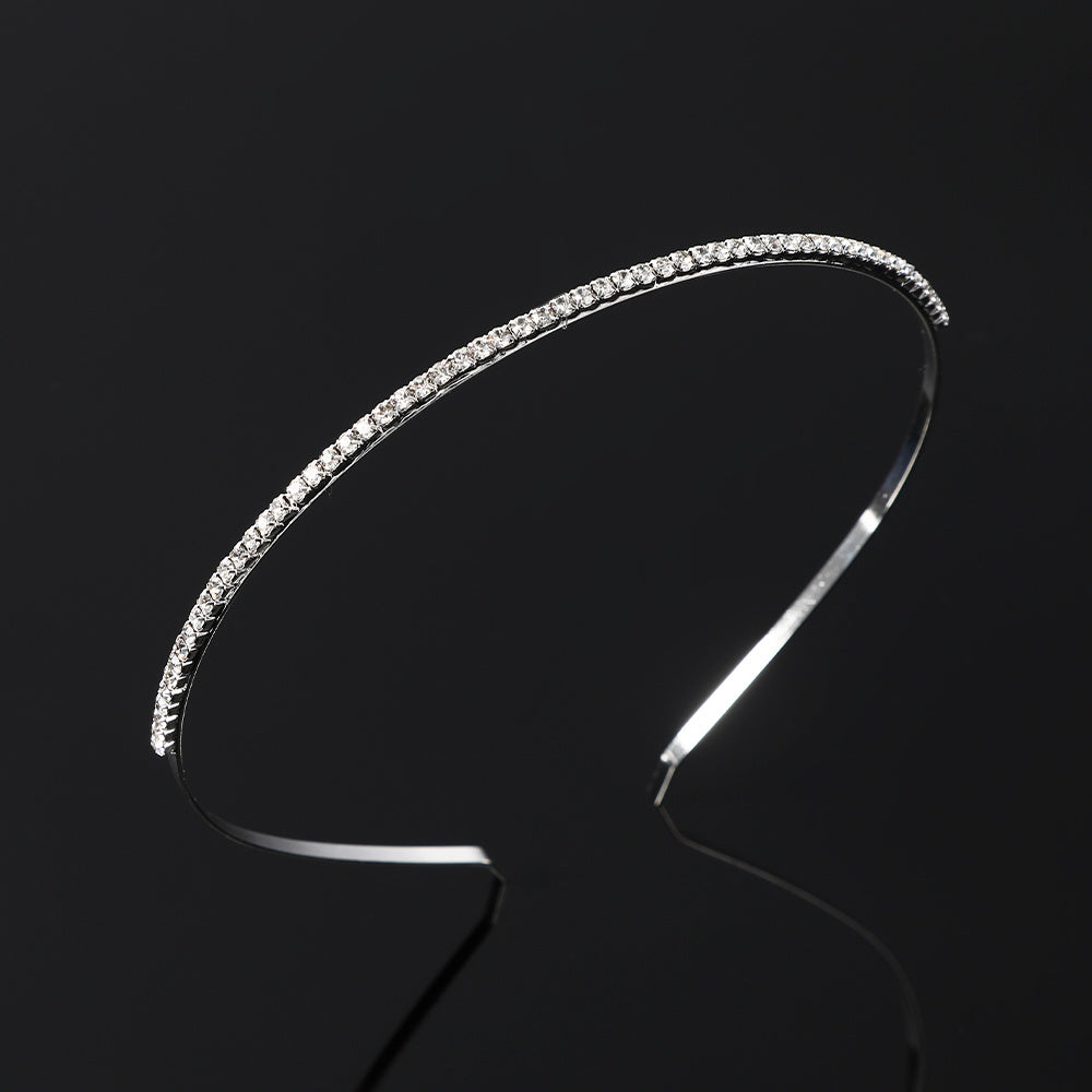 Rhinestone Bezel Hairband Metal Headband Hair Hoop Pearl Hairbands