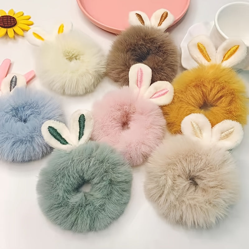 10pcs Plush Rabbit Ear Hair Ropes Random