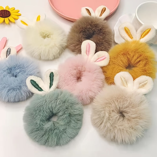 10pcs Plush Rabbit Ear Hair Ropes Random