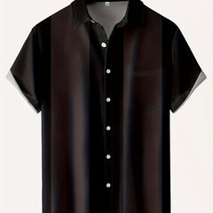 Men's Casual Wide Stripe Short Sleeve Shirt With Chest Pocket