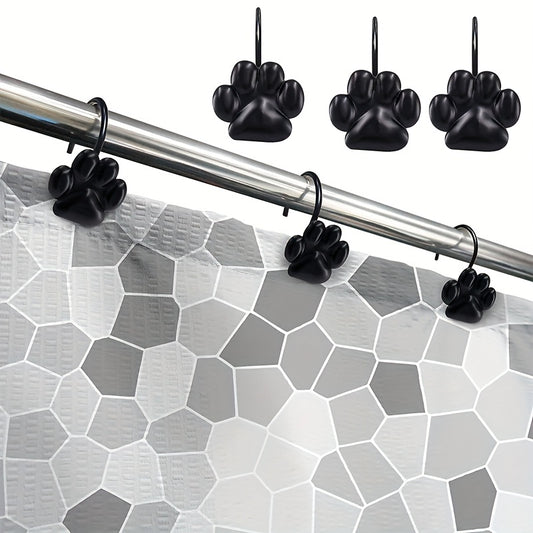 12pcs Cat Paw Print Shower Curtain Hook Bathroom Accessories