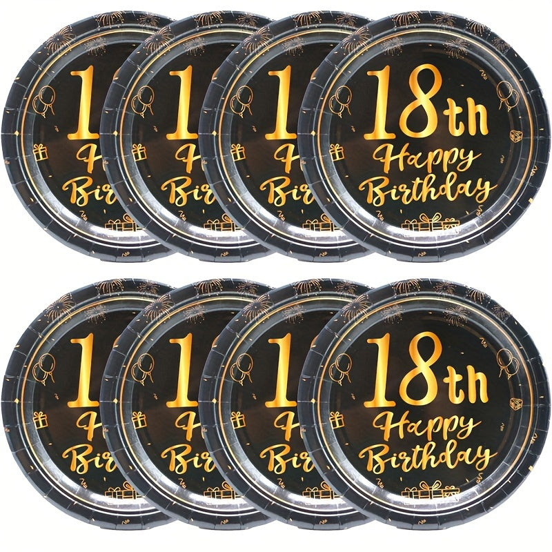 20pcs Cheers To 18 Years Disposable Paper Plates for 18th Anniversary Party