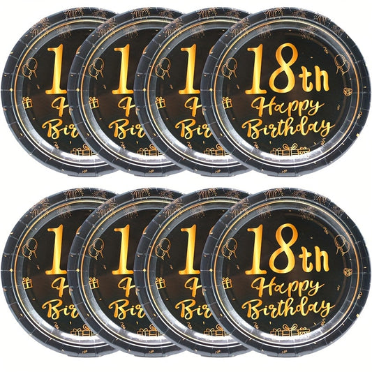 20pcs Cheers To 18 Years Disposable Paper Plates for 18th Anniversary Party