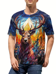 Men's Deer Graphic T-shirt Outdoor 3D Print Tee