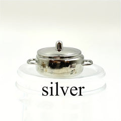 1:12 Dollhouse Cooking Pot Titanium Alloy w/ Lid Kitchen Cookware Mini Pot