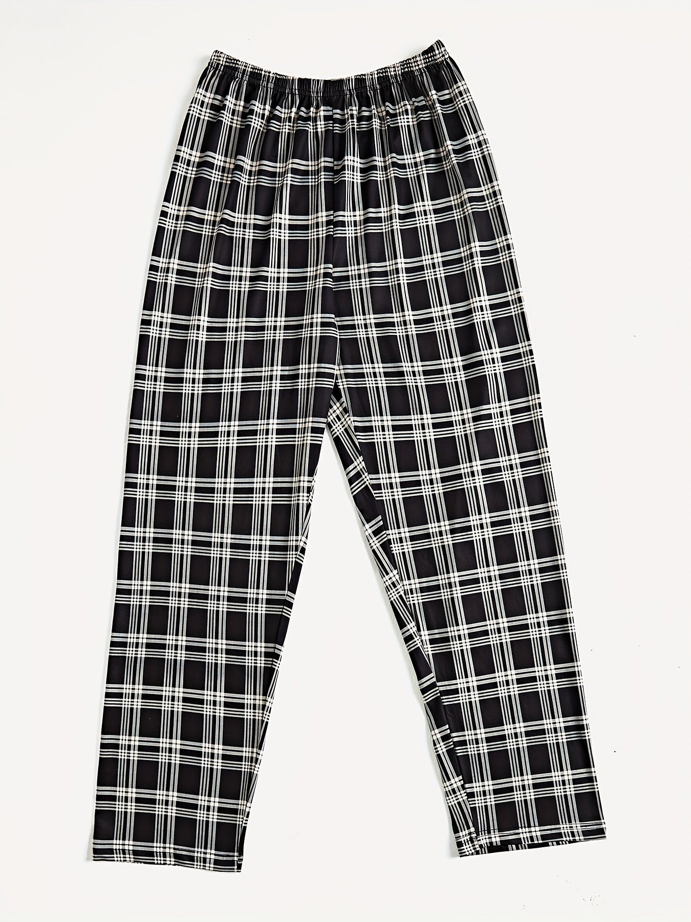 Plaid Sleep Bottoms Elastic Waistband Lounge Pants