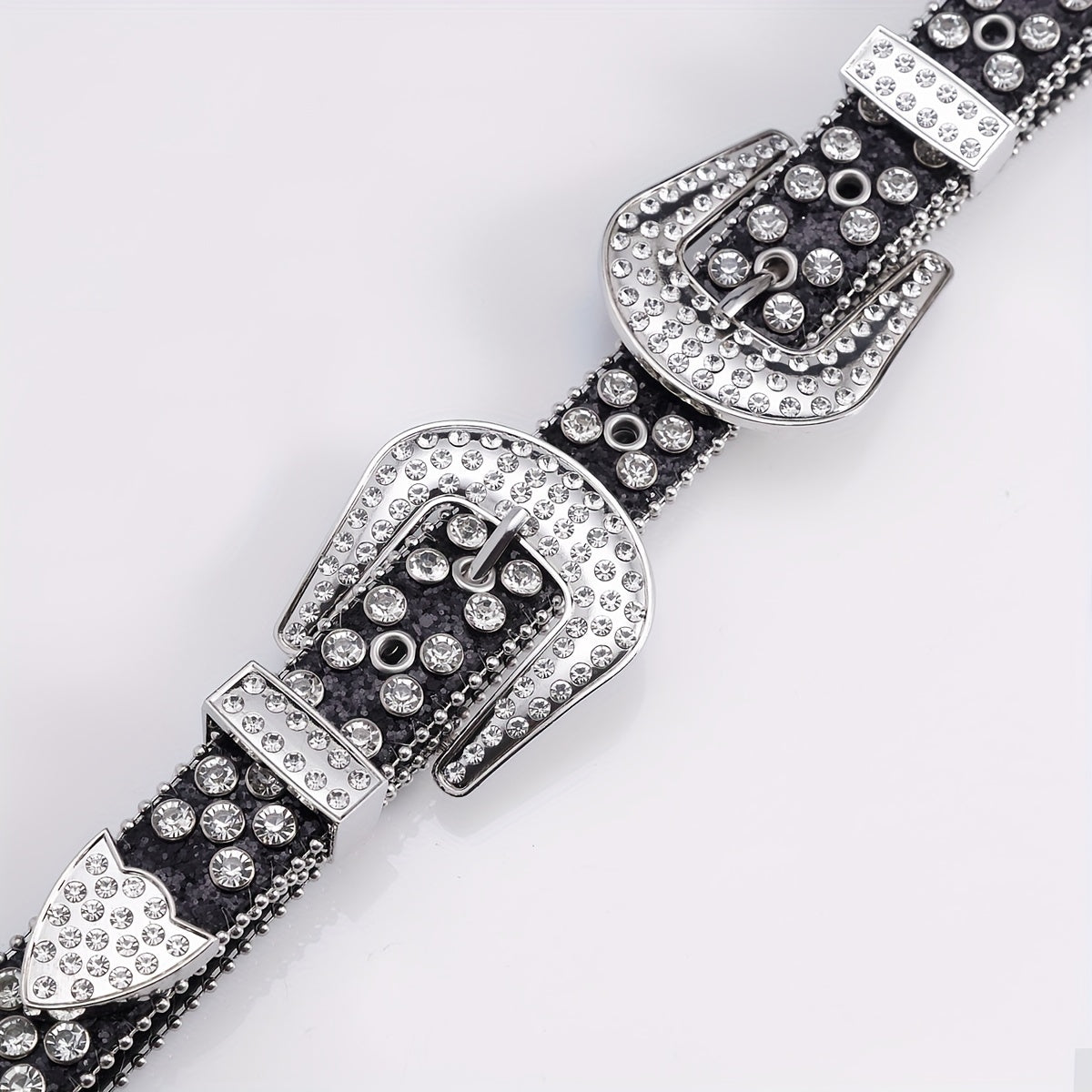 Glam Rhinestone Leather Belt Hip Hop Style