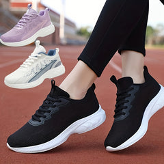 Soft Thick Bottom Shock Absorption Woven Shoes Mesh Breathable Running Shoes