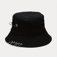 Hip Hop Couple Bucket Hat Unisex Ring Decor Sunscreen Basin Hat