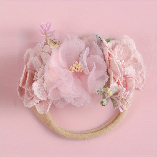 Soft Flowers Elastic Hairbands Headband Hair Accessories For Girls Baby Kids
