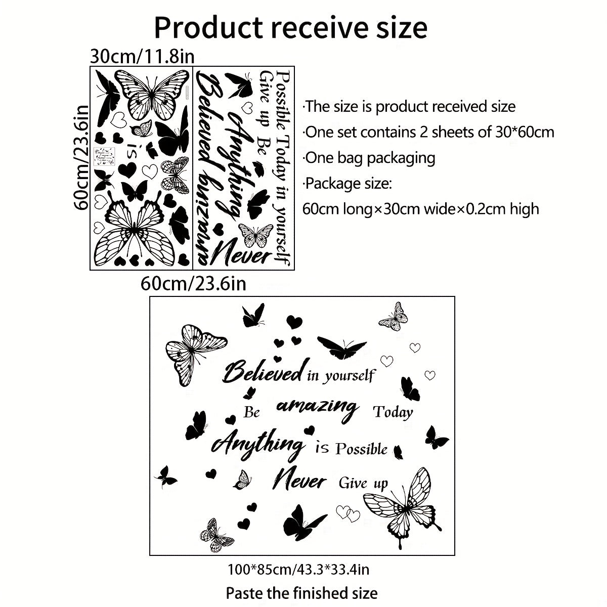 Inspirational Butterfly Wall Stickers Set