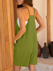 Casual Solid Button Front Overall Jumpsuit for Women