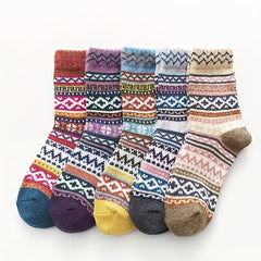 5 Pairs Geometric Pattern Colorblock Women's Stockings