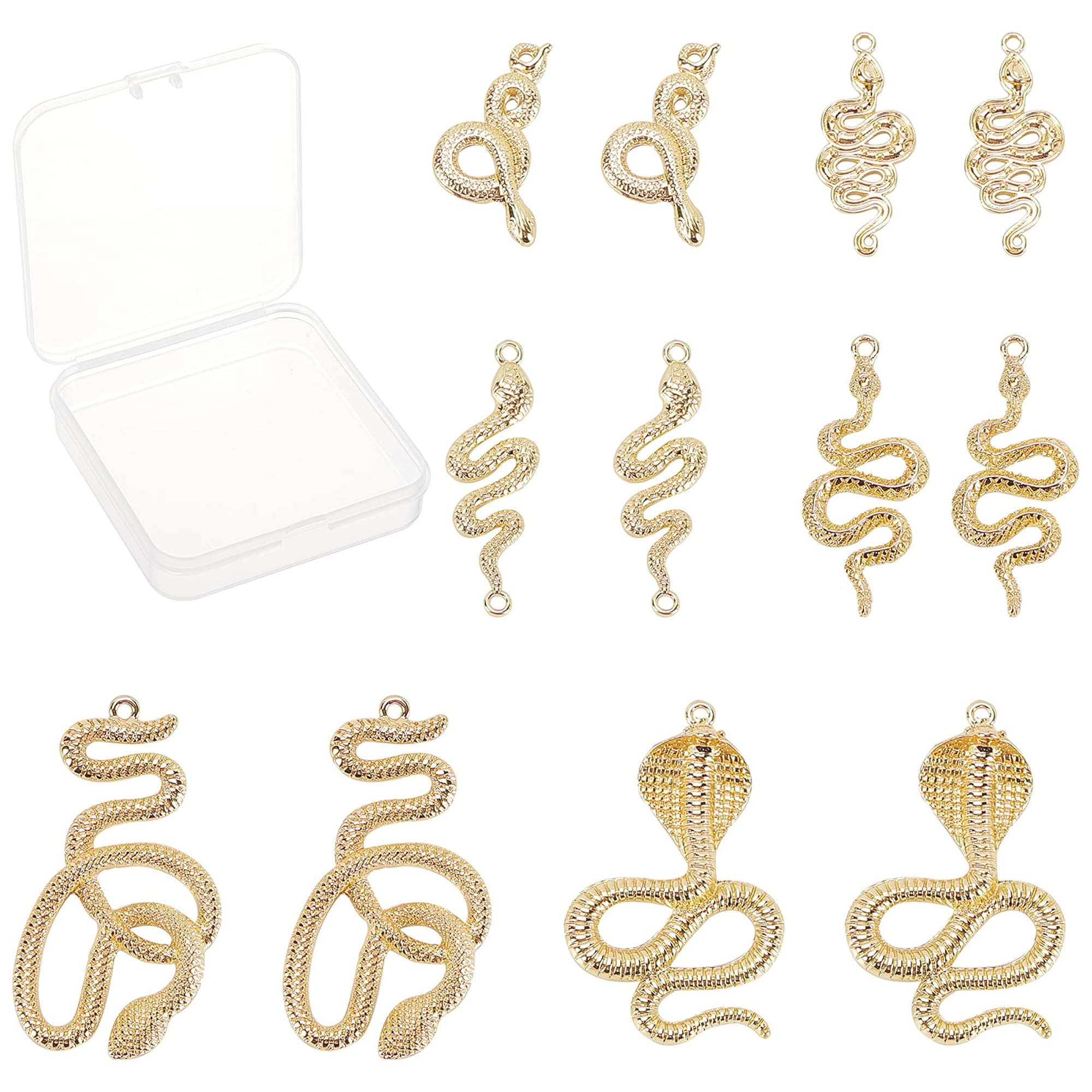 6 Styles Alloy Snake Charms Metal Animal Cobra Snake Pattern Pendants ...