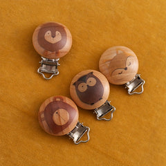 Animal Printed Wooden Pacifier Clip for Babies