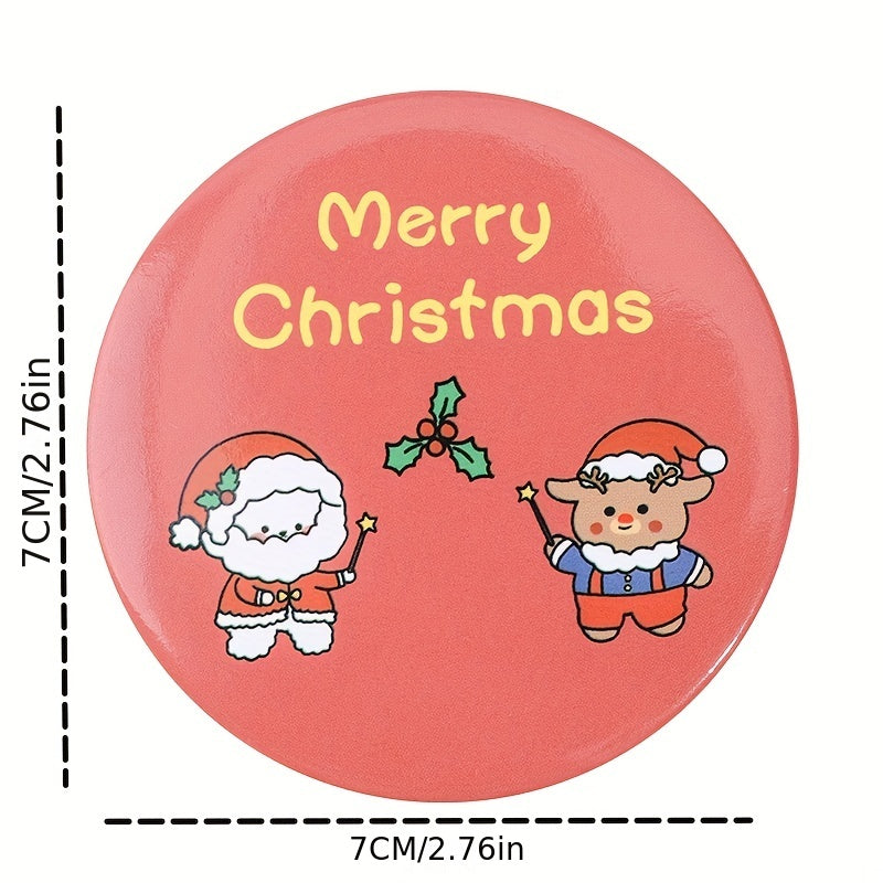 Christmas Theme Round Mirror Pocket Size Makeup Mirror for Travel