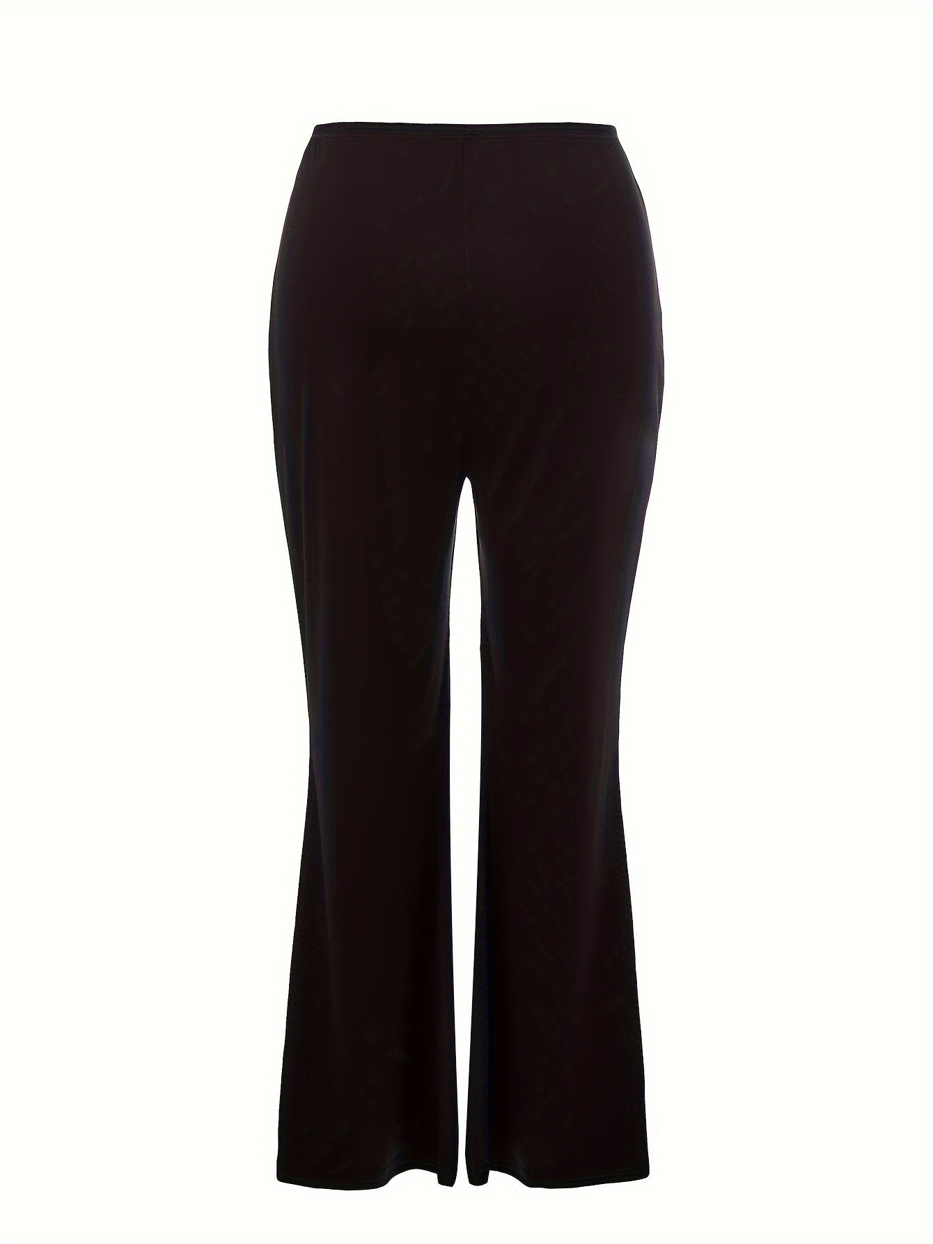  Solid Ruched Flared Leg Trousers