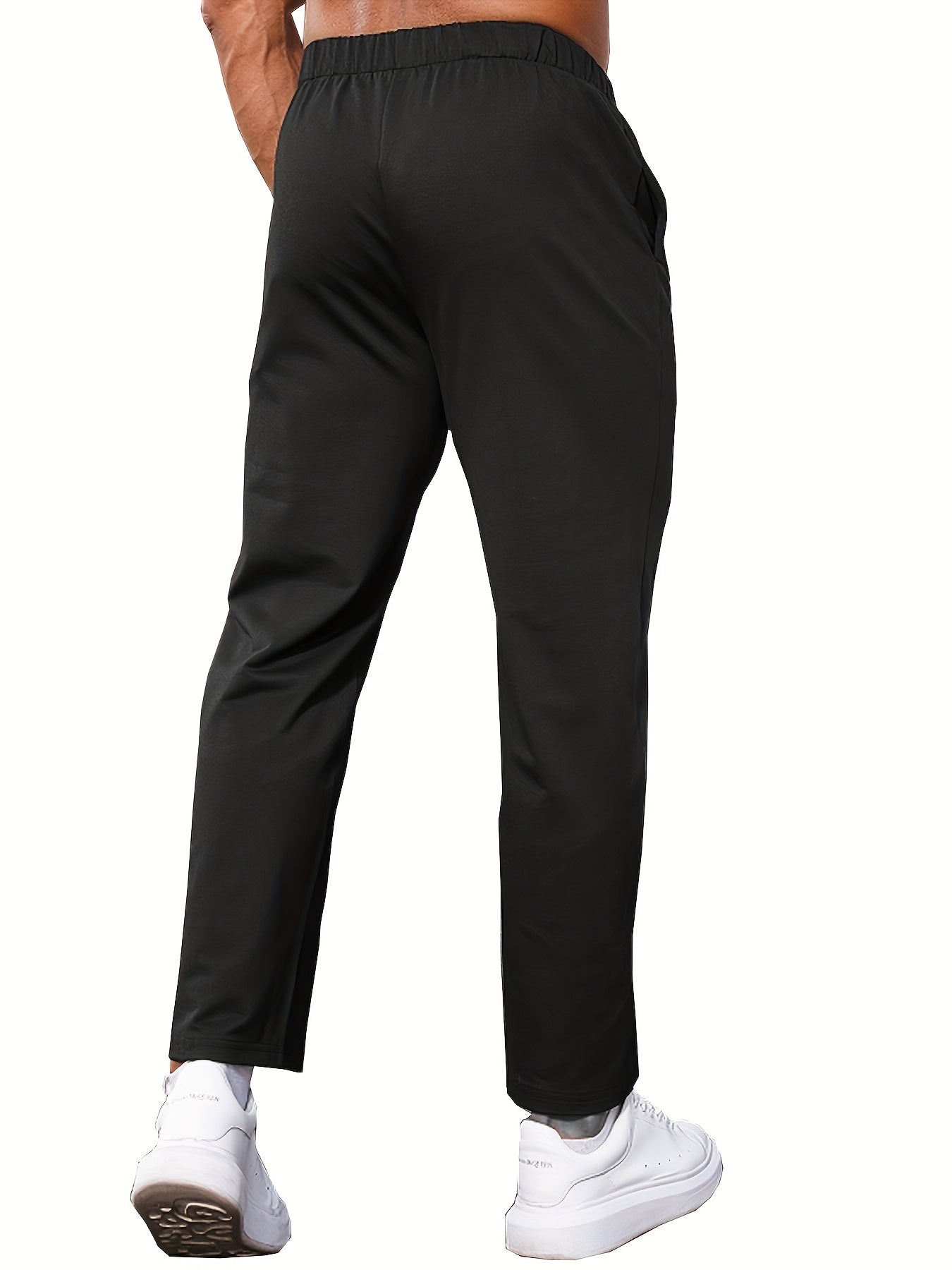 Men's Casual Straight Leg Pants Relaxed Fit Open Bottom Elastic Waist Trousers