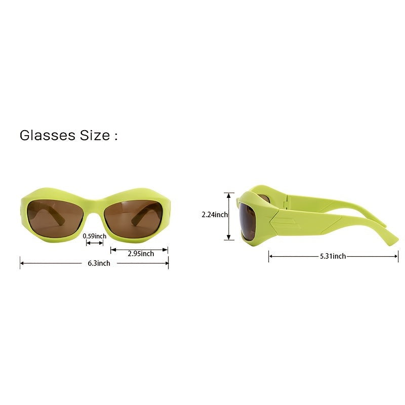 Y2K Wrap Around Sunglasses Futuristic Oval Glasses Men Women Shades