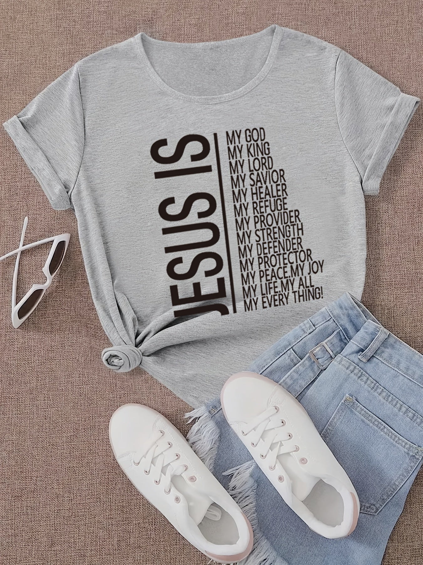 Women's Letter Print Casual T Shirt Crew Neck Short Sleeve Top