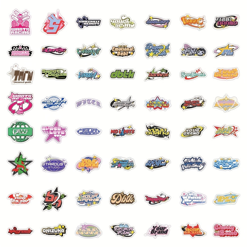 50pcs Y2K Cyber Stickers Waterproof Laptop Guitar Water Bottle Birthday