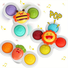 3PCS Suction Cup Fidget Spinner Toys for 1-2 Year Olds