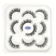 5 Pairs Fluffy Natural False Eyelashes Messy Faux Mink Extensions