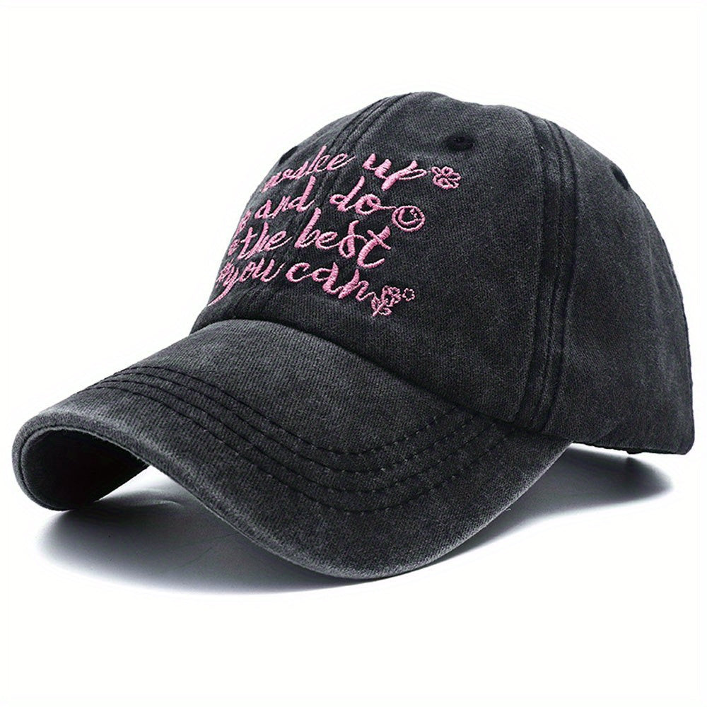 Vintage Letter Embroidered Baseball Cap Washed Distressed Dad Hat