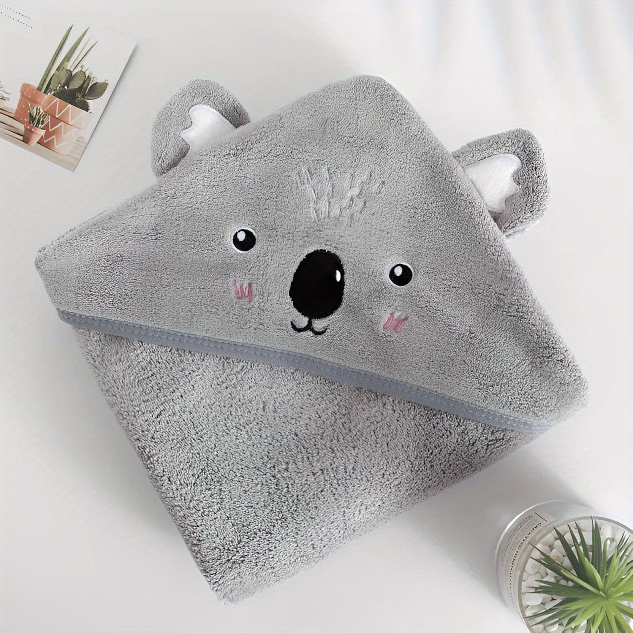 Cartoon Animal Kids Bath Towel Coral Fleece Microfiber Bathrobe Soft Blanket