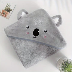 Cartoon Animal Kids Bath Towel Coral Fleece Microfiber Bathrobe Soft Blanket