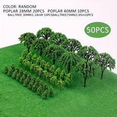 50pcs Poplar Ball Trees Train Park Railway Scenery Layout
