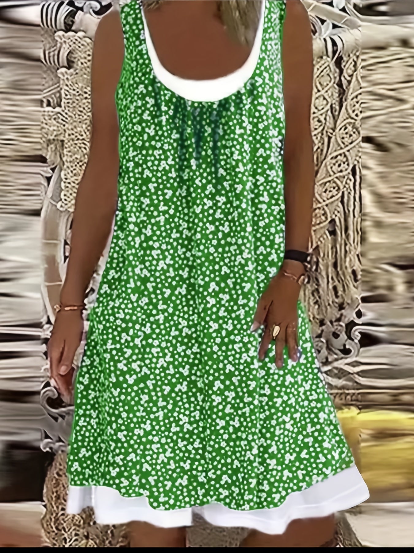  Casual Ruched Floral Print Tank Dress