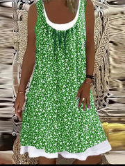  Casual Ruched Floral Print Tank Dress