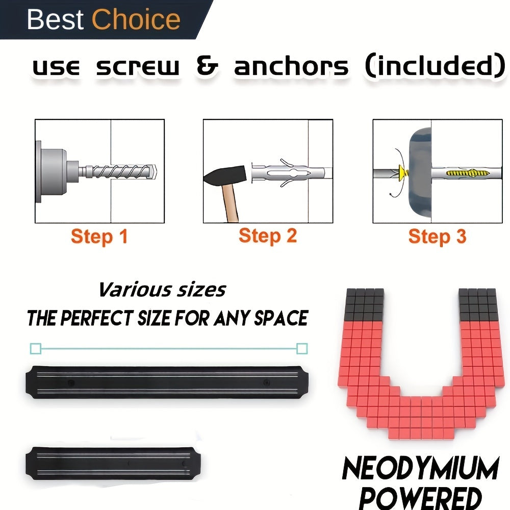 Magnetic Kitchen Knives Storage Strip Wall Mounted Organizer
