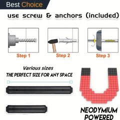 Magnetic Kitchen Knives Storage Strip Wall Mounted Organizer